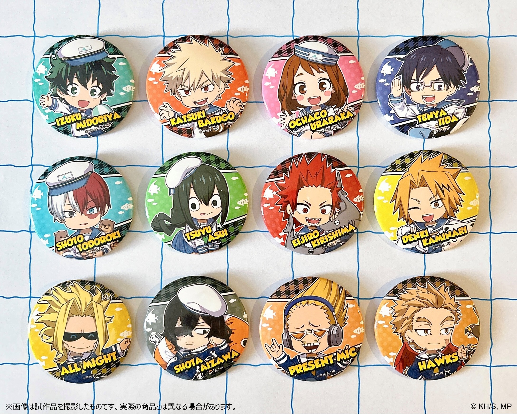 ミニキャラ缶バッジ　海の生きものたちと一緒にPLUS ULTRA（コンプリートセット）