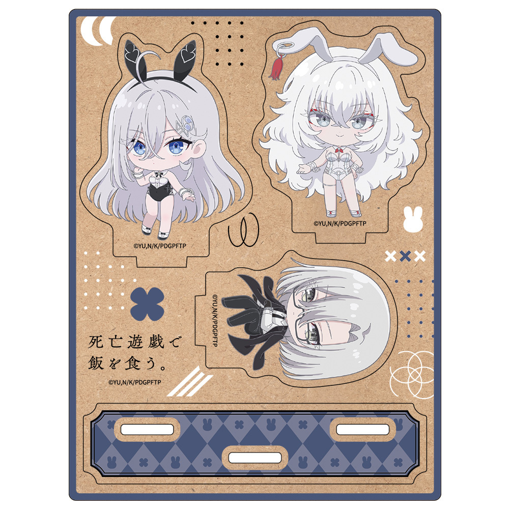 TVアニメ『死亡遊戯で飯を食う。』　木製キャラスタンド　ミニキャラ集合